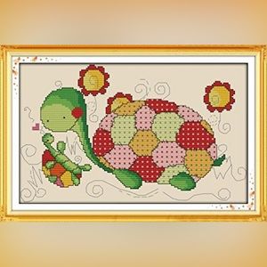 Tortoise Father and Son Stamped Cross Stitch Kit